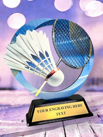 Kovová trofej SAM02M04 | Badminton Výška cm: 17, Barva: bronz