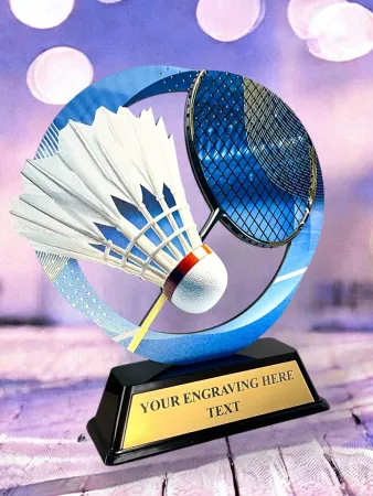 Kovová trofej SAM02M04 | Badminton Výška cm: 17, Barva: bronz