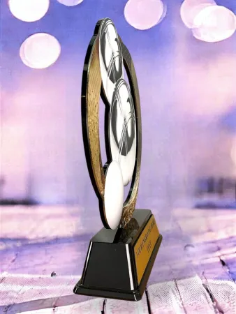 Kovová trofej SAM02M18 | Petanque Výška cm: 17, Barva: stříbro