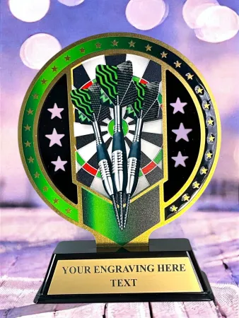 Kovová trofej SAM03M04 | Šipky Výška cm: 15, Barva: zlato