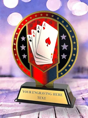 Kovová trofej SAM03M10 | Karty Výška cm: 13, Barva: stříbro