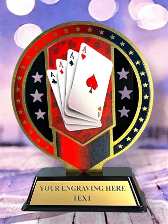 Kovová trofej SAM03M10 | Karty Výška cm: 13, Barva: stříbro