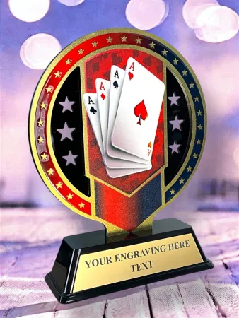 Kovová trofej SAM03M10 | Karty Výška cm: 13, Barva: stříbro