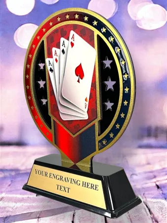 Kovová trofej SAM03M10 | Karty Výška cm: 13, Barva: stříbro