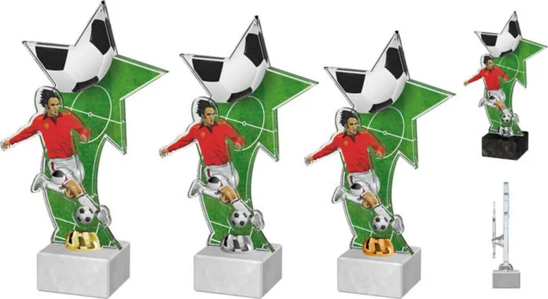 Akrylátová trofej ACTF0003M3 | Fotbal Výška cm: 28, Barva: zlato, Podstavec: bílý