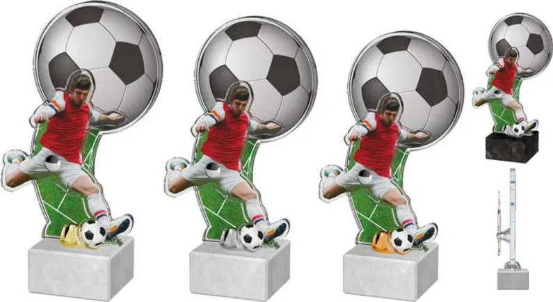 Akrylátová trofej ACTF0004M1 | Fotbal Výška cm: 23,5, Barva: zlato, Podstavec: bílý