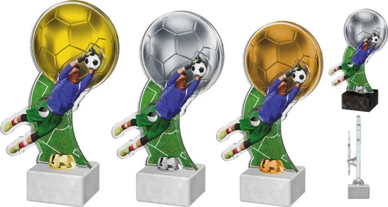 Akrylátová trofej ACTF0005M4 | Fotbal Výška cm: 25, Barva: bronz, Podstavec: bílý