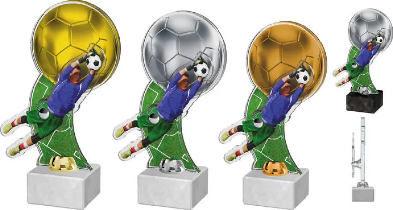 Akrylátová trofej ACTF0005M4 | Fotbal Výška cm: 25, Barva: bronz, Podstavec: bílý