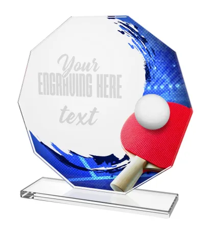 Skleněná trofej CR2024302M67 | Stolní Tenis Výška cm: 13, ZLATO