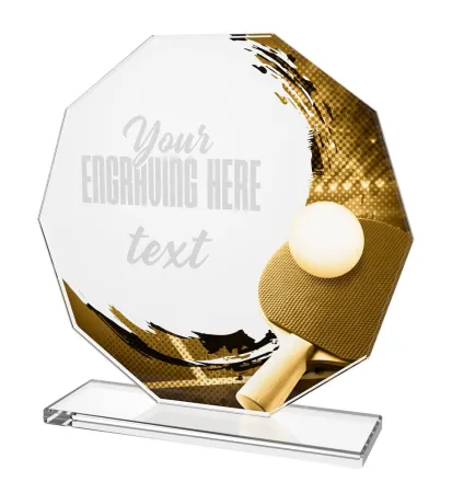 Skleněná trofej CR2024302M67 | Stolní Tenis Výška cm: 13, ZLATO