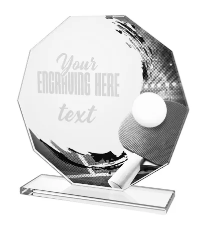 Skleněná trofej CR2024302M67 | Stolní Tenis Výška cm: 13, ZLATO