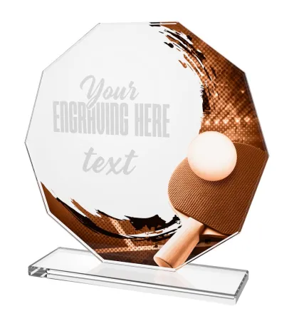 Skleněná trofej CR2024302M67 | Stolní Tenis Výška cm: 13, ZLATO