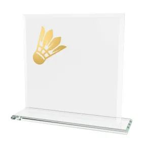 Skleněná trofej CRM20241M03 | Badminton Výška cm: 15, Šířka cm: 15, Barva: Zlato