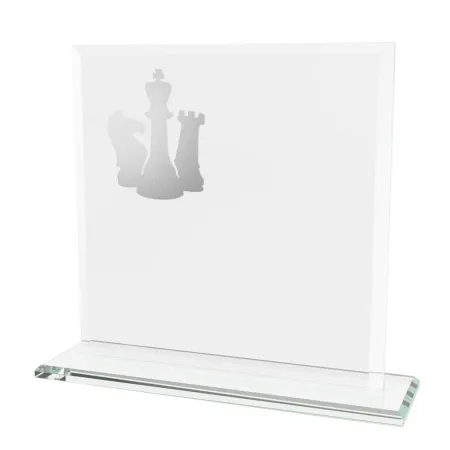 Skleněná trofej CRM20241M04 | Šachy Výška cm: 15, Šířka cm: 15, Barva: Stříbro