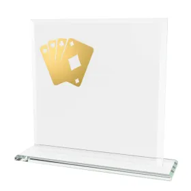 Skleněná trofej CRM20241M05 | Karty Výška cm: 15, Šířka cm: 15, Barva: Stříbro