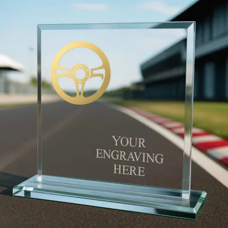 Skleněná trofej CRM20241M12 | Motorsport Výška cm: 17, Šířka cm: 17, Barva: Zlato