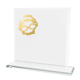 Skleněná trofej CRM20241M15 | Plavání Výška cm: 19, Šířka cm: 19, Barva: Stříbro