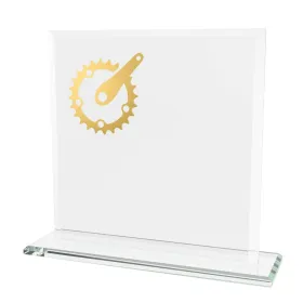 Skleněná trofej CRM20241M16 | Cyklistika Výška cm: 17, Šířka cm: 17, Barva: Stříbro