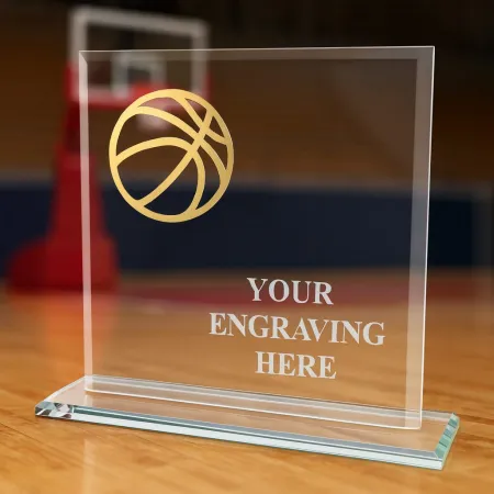 Skleněná trofej CRM20241M20 | Basketball Výška cm: 15, Šířka cm: 15, Barva: Zlato