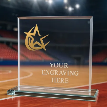 Skleněná trofej CRM20241M21 | Univerzální Výška cm: 17, Šířka cm: 17, Barva: Zlato