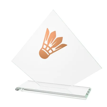 Skleněná trofej CRM202405M07 | Badminton Výška cm: 15,5, Barva: Bronz