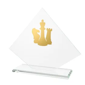 Skleněná trofej CRM202405M08 | Šachy Výška cm: 15,5, Barva: Zlato