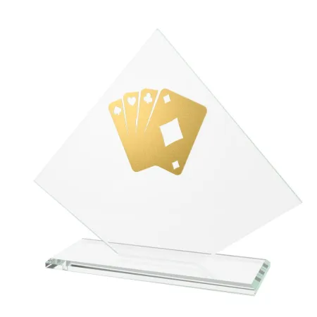 Skleněná trofej CRM202405M09 | Karty Výška cm: 15,5, Barva: Stříbro