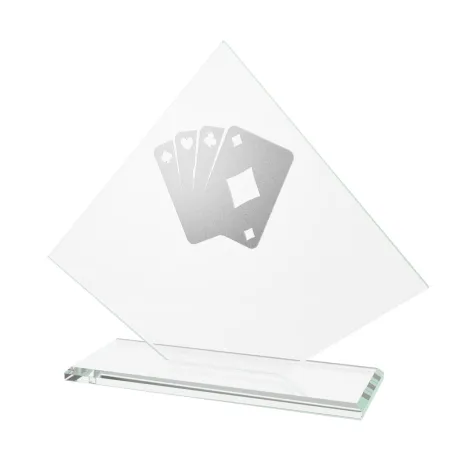 Skleněná trofej CRM202405M09 | Karty Výška cm: 15,5, Barva: Stříbro