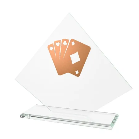 Skleněná trofej CRM202405M09 | Karty Výška cm: 15,5, Barva: Stříbro