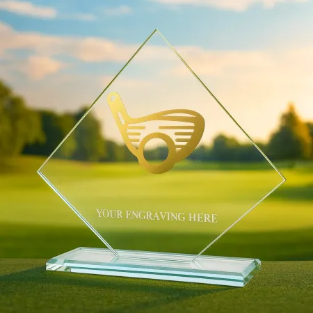 Skleněná trofej CRM202405M15 | Golf Výška cm: 17,5, Barva: Stříbro