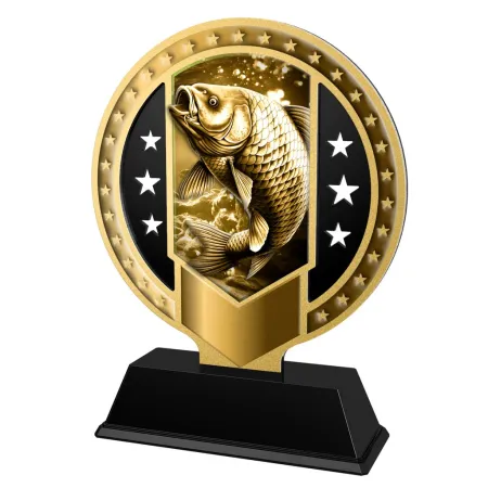 Kovová trofej SAMR03M25 | Rybaření Výška cm: 17, Barva: zlato