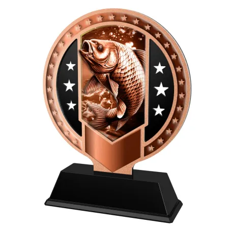 Kovová trofej SAMR03M25 | Rybaření Výška cm: 17, Barva: zlato