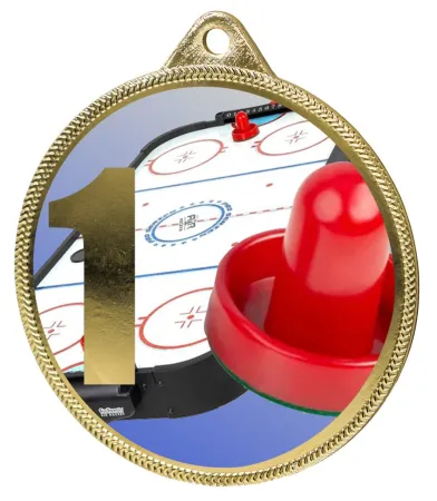 Medaile MDT0001M32 | Stolní hokej UV HQ tisk: cena s UV HQ tiskem, Barva: stříbro, Stuha: ST1