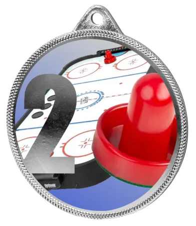 Medaile MDT0001M32 | Stolní hokej UV HQ tisk: cena s UV HQ tiskem, Barva: stříbro, Stuha: ST1