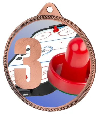 Medaile MDT0001M32 | Stolní hokej UV HQ tisk: cena s UV HQ tiskem, Barva: stříbro, Stuha: ST1