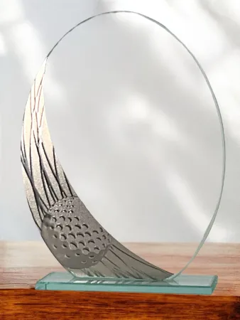 Skleněná trofej CRGM011 | Golf Výška cm: 16.5 Barva: Stříbro