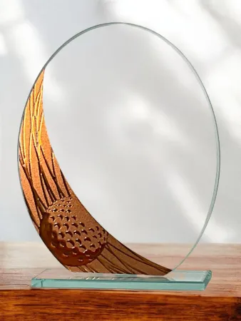 Skleněná trofej CRGM011 | Golf Výška cm: 16.5 Barva: Stříbro