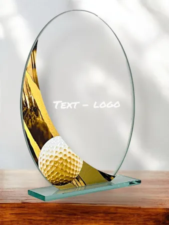 Skleněná trofej CRGM02 | Golf Výška cm: 18.5 Barva: Zlato