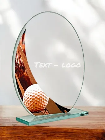 Skleněná trofej CRGM02 | Golf Výška cm: 18.5 Barva: Zlato