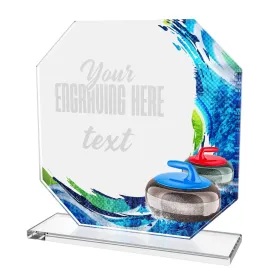 Skleněná trofej CR2024302M58 | Curling Výška cm: 13, BRONZ