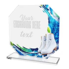 Skleněná trofej CR2024302M64 | Krasobruslení Výška cm: 13, BRONZ