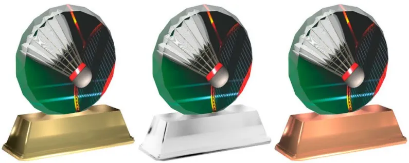 Akrylátová trofej ACE2003M17 | Badminton Barva: bronz