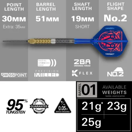Target - darts Šipky Steel Raymond van Barneveld - G6 - Swiss Point - 21g