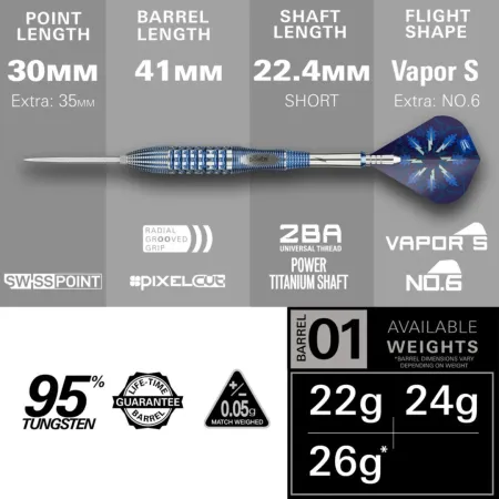 Target - darts Šipky Steel Phil Taylor - Power Gx2 - Swiss Point - 22g