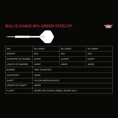 Bull's NL Šipky Steel Chaos - Green - 20g