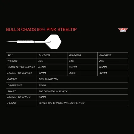 Bull's NL Šipky Steel Chaos - Pink - 22g