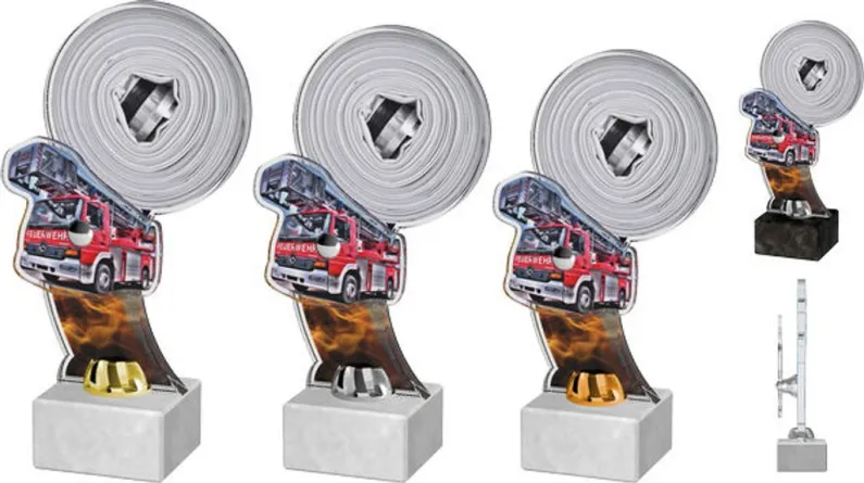 Akrylátová trofej ACTD0034M1 | Hasiči Výška cm: 25, Barva: zlato, Podstavec: bílý