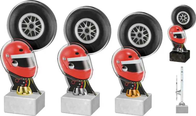 Akrylátová trofej ACTD0044M1 | Motorsport Výška cm: 25, Barva: zlato, Podstavec: bílý