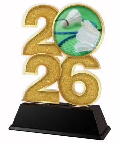 Akrylátová trofej C2026M18 | Badminton Výška cm: 17,5, Šířka cm: 12,5, zlato