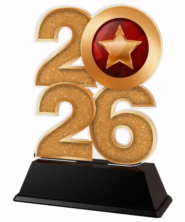 Akrylátová trofej C2026M32 | Univerzální Výška cm: 15, Šířka cm: 10, zlato